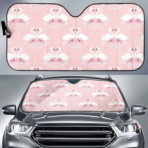 White Swan And Flower Love Pattern Car Auto Sun Shades