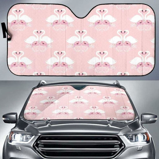 White Swan And Flower Love Pattern Car Auto Sun Shades