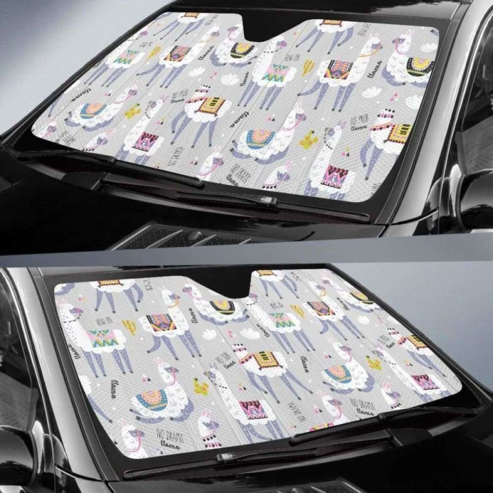 Cute Llama Alpaca Pattern Car Auto Sun Shades
