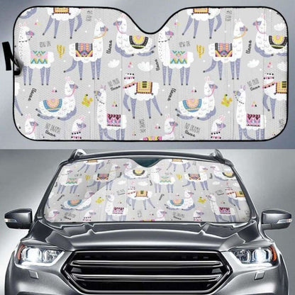 Cute Llama Alpaca Pattern Car Auto Sun Shades