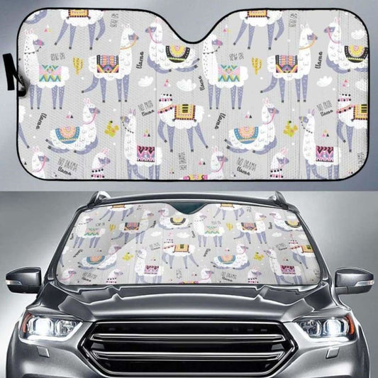 Cute Llama Alpaca Pattern Car Auto Sun Shades