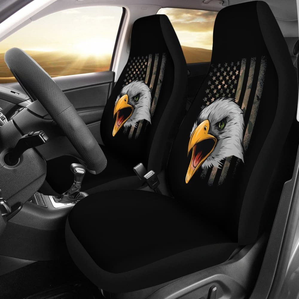 Amazing Green American Flag Custom Eagle Car Seat Covers