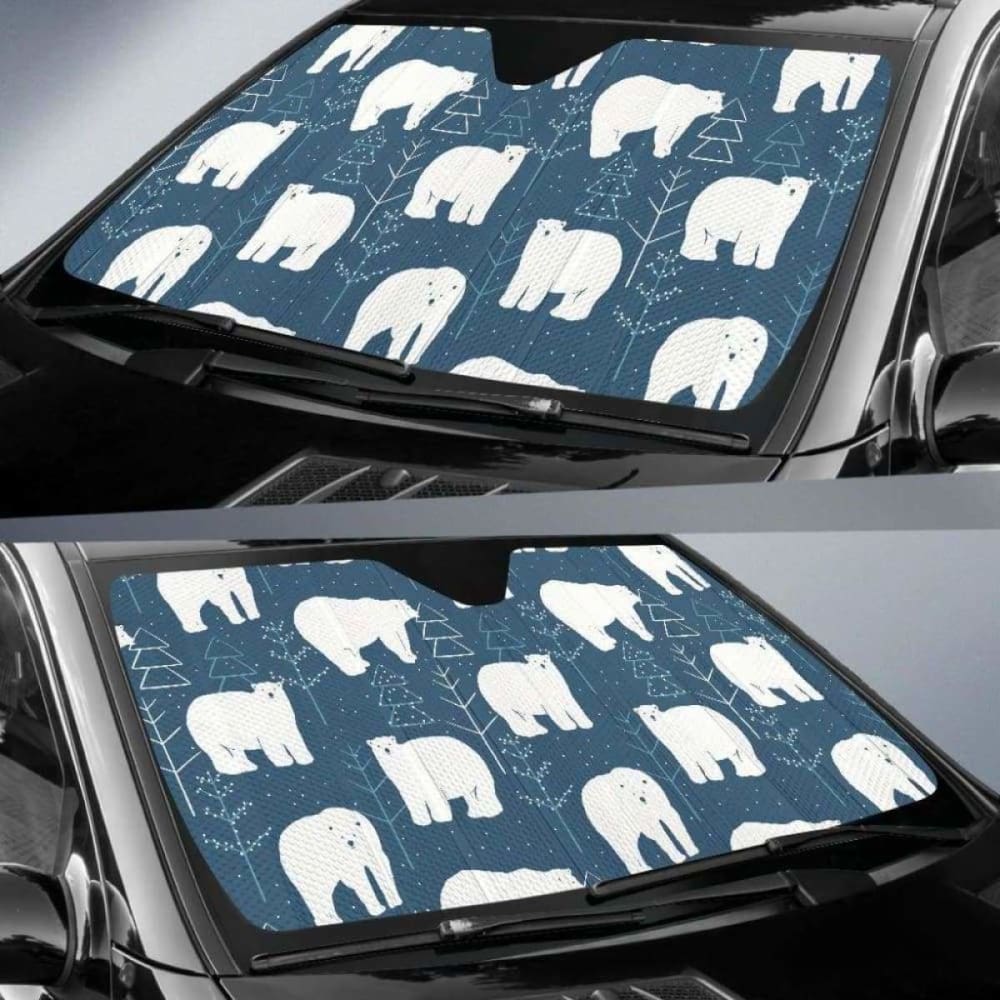 Polar Bear Mother Her Child Pattern Car Auto Sun Shades