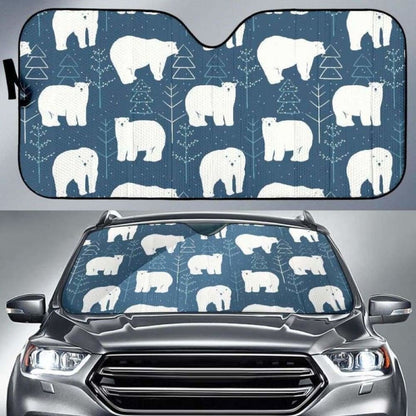Polar Bear Mother Her Child Pattern Car Auto Sun Shades