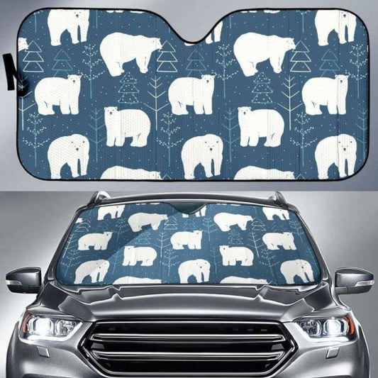Polar Bear Mother Her Child Pattern Car Auto Sun Shades