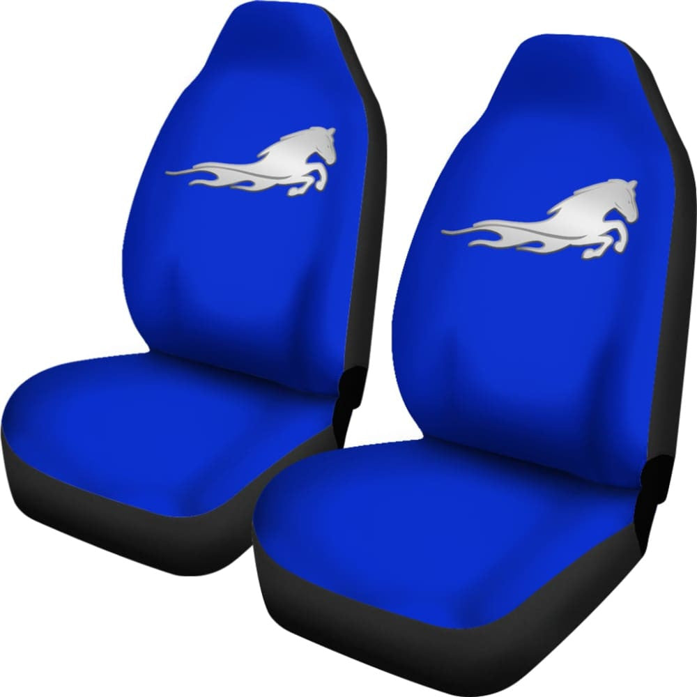 Blue Mustang Horse Silhouette Car Seat Covers Custom