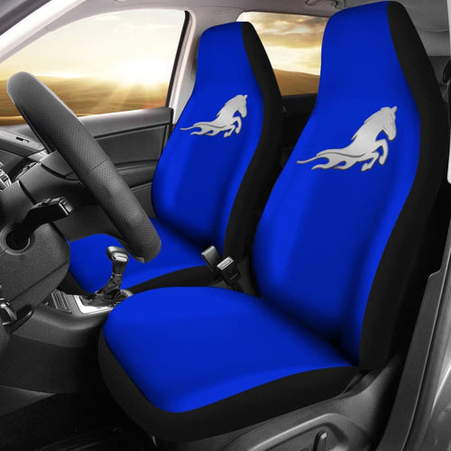 Blue Mustang Horse Silhouette Car Seat Covers Custom