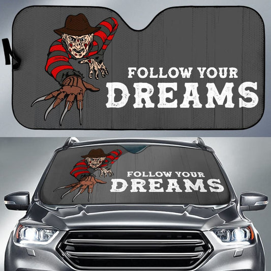 Nightmare on Elm Street Freddy Krueger Follow Your Dreams Car Auto Sun Shades