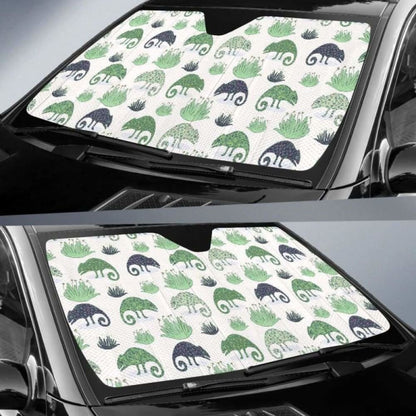 Chameleon Lizard Succulent Plant Pattern Car Auto Sun Shades