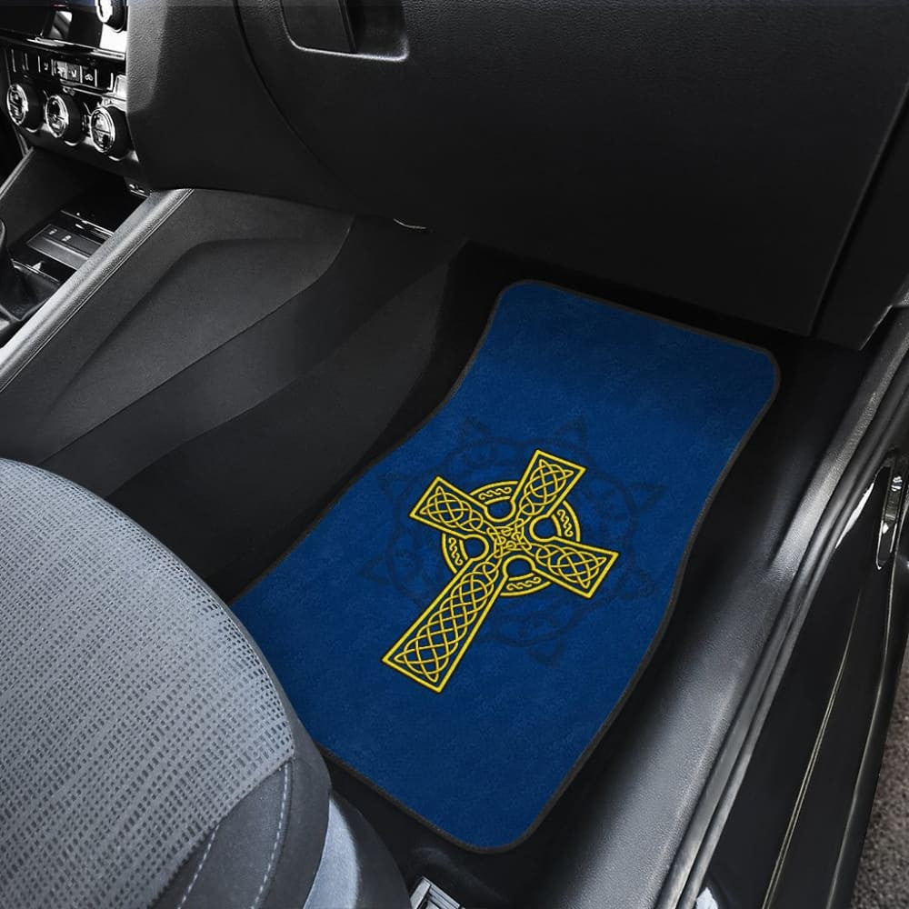 Amazing Yellow Celtic Cross Car Floor Mats