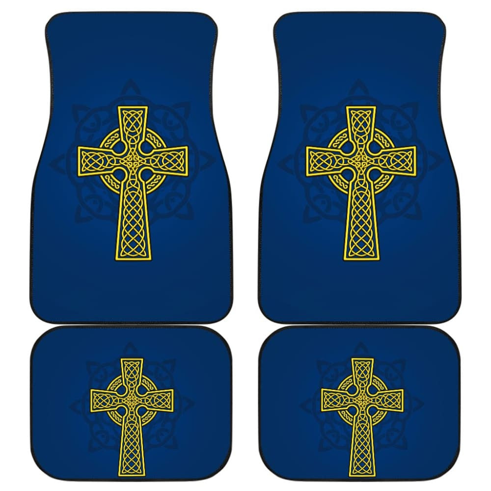 Amazing Yellow Celtic Cross Car Floor Mats
