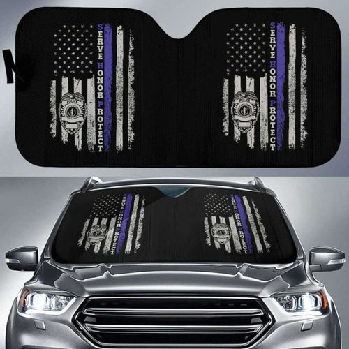 Police Officers Flag Auto Sun Car Shades