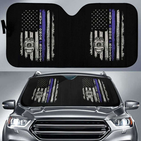 Police Officers Flag Auto Sun Car Shades