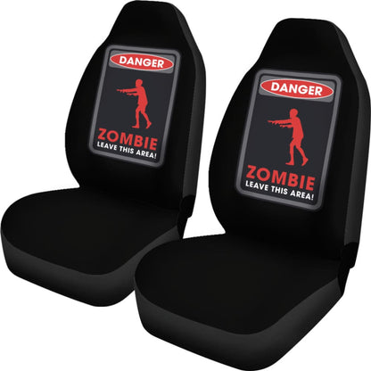 Danger Sign Zombie Leave This Area Car Seat Covers Custom