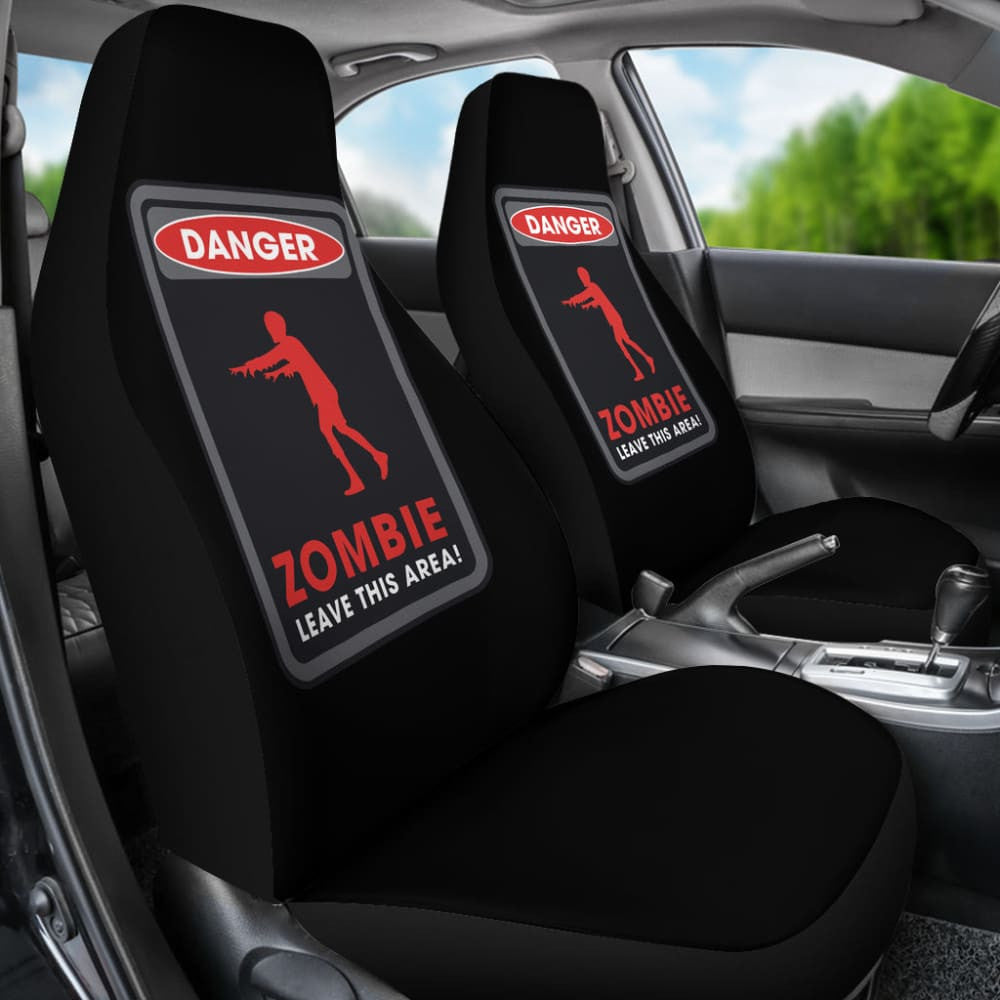 Danger Sign Zombie Leave This Area Car Seat Covers Custom