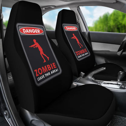 Danger Sign Zombie Leave This Area Car Seat Covers Custom