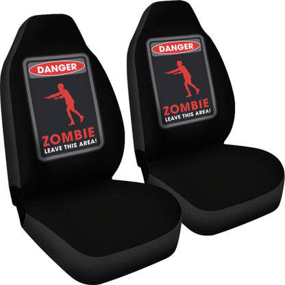 Danger Sign Zombie Leave This Area Car Seat Covers Custom