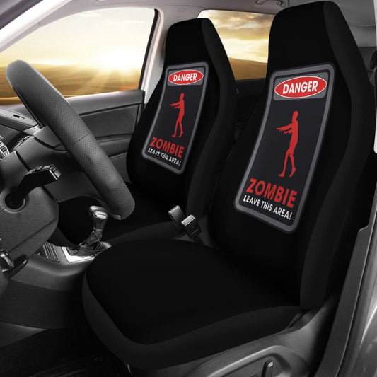 Danger Sign Zombie Leave This Area Car Seat Covers Custom