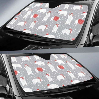 Cute Polar Bear Christmas Snow Pattern Car Auto Sun Shades