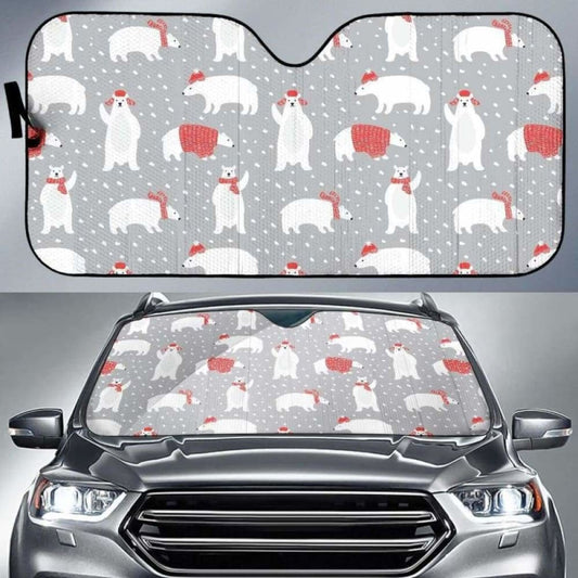 Cute Polar Bear Christmas Snow Pattern Car Auto Sun Shades