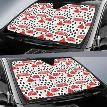 Red Mushroom Dot Pattern Car Auto Sun Shades