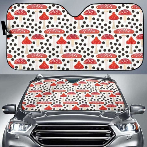 Red Mushroom Dot Pattern Car Auto Sun Shades