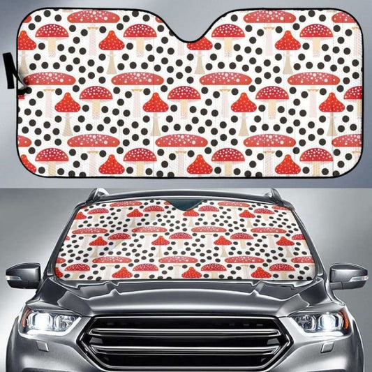 Red Mushroom Dot Pattern Car Auto Sun Shades