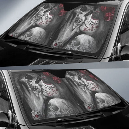 True Love King And Queen Kissing Skulls Car Auto Sun Shades