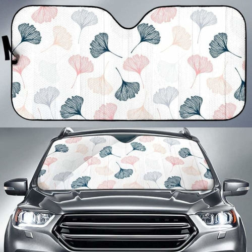 Black Gray Cream Coral Ginkgo Leaves Pattern Car Auto Sun Shades