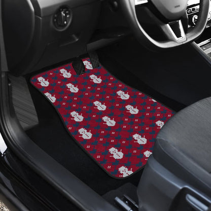 Amazing Blue Red Ugly Christmas Snowman Pattern Car Floor Mats