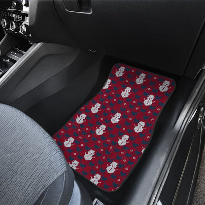 Amazing Blue Red Ugly Christmas Snowman Pattern Car Floor Mats