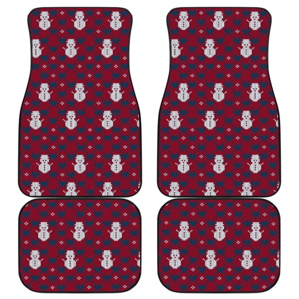Amazing Blue Red Ugly Christmas Snowman Pattern Car Floor Mats