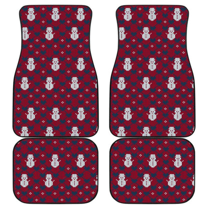 Amazing Blue Red Ugly Christmas Snowman Pattern Car Floor Mats