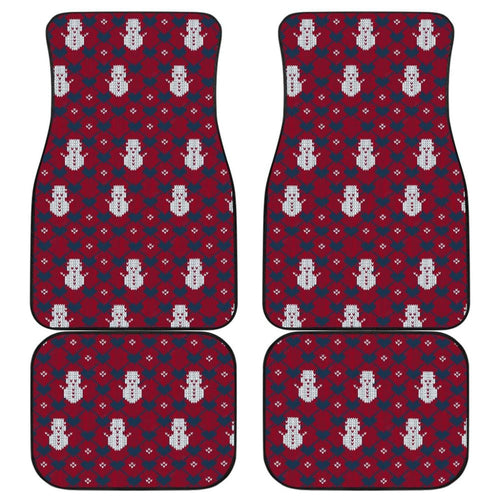Amazing Blue Red Ugly Christmas Snowman Pattern Car Floor Mats