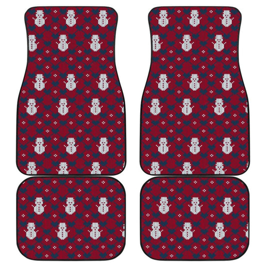 Amazing Blue Red Ugly Christmas Snowman Pattern Car Floor Mats