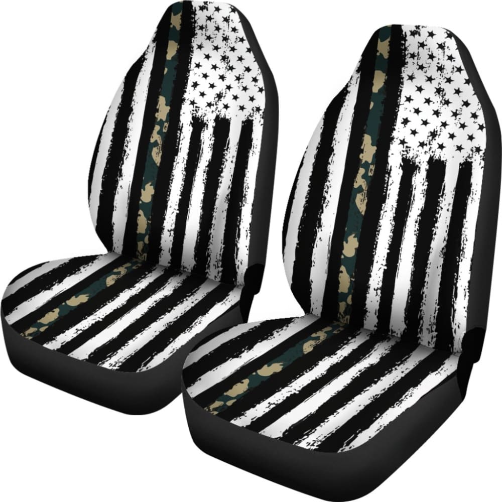Amazing Green American Flag Black And White Car Seat Covers