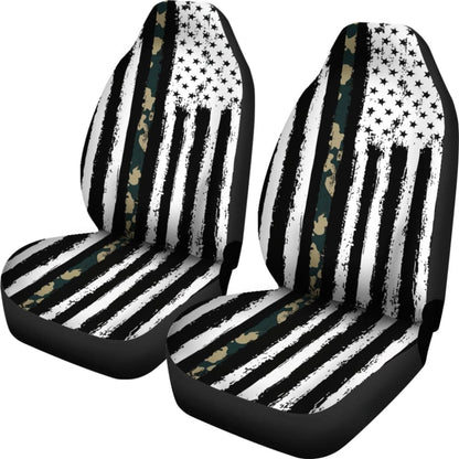 Amazing Green American Flag Black And White Car Seat Covers
