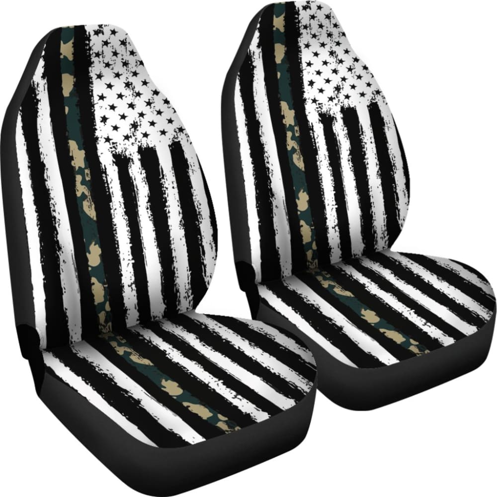Amazing Green American Flag Black And White Car Seat Covers