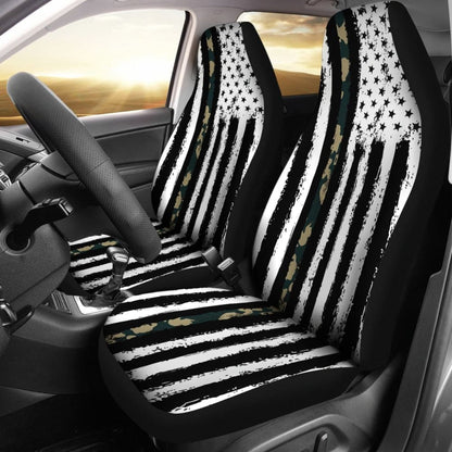 Amazing Green American Flag Black And White Car Seat Covers