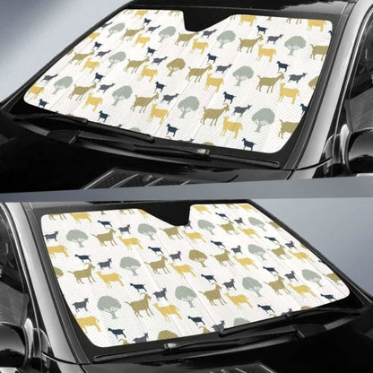 Silhouettes Of Goat And Tree Pattern Car Auto Sun Shades