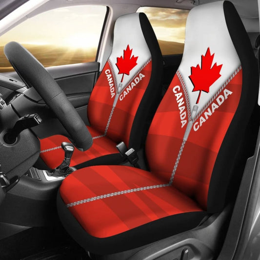 Canada In Me Red Car Seat Covers Zipper Style