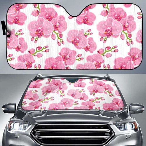 Pink Purple Orchid Pattern Background Car Auto Sun Shades