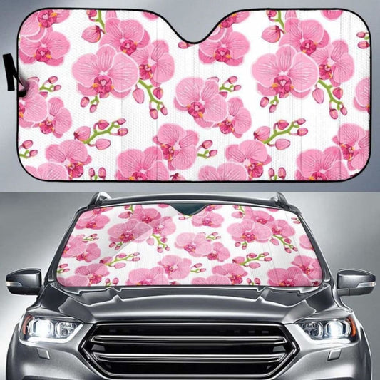 Pink Purple Orchid Pattern Background Car Auto Sun Shades