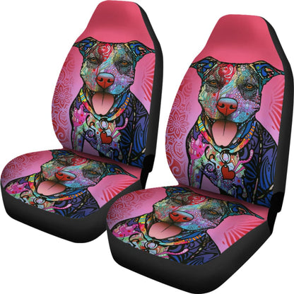 Colorful Pitbull Custom Car Accessories Car Seat Covers