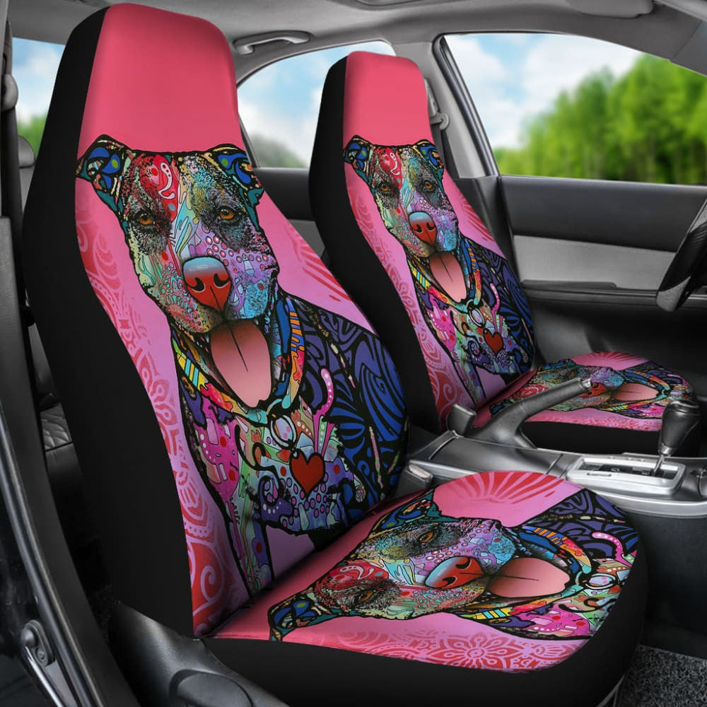 Colorful Pitbull Custom Car Accessories Car Seat Covers