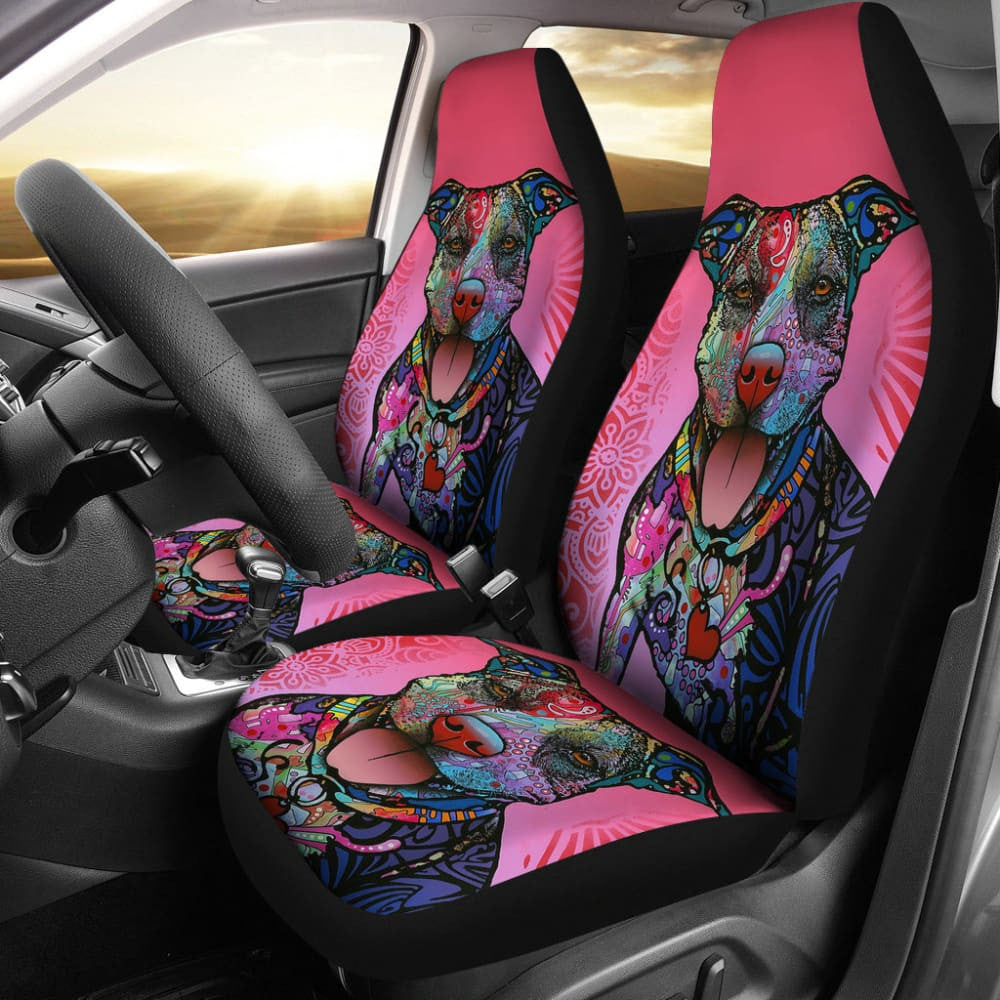 Colorful Pitbull Custom Car Accessories Car Seat Covers