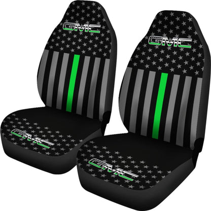 American Flag Car Seat Covers With Thin Green Line Mix GMC