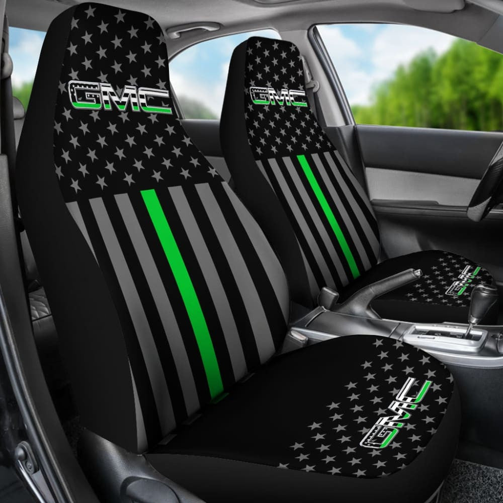 American Flag Car Seat Covers With Thin Green Line Mix GMC