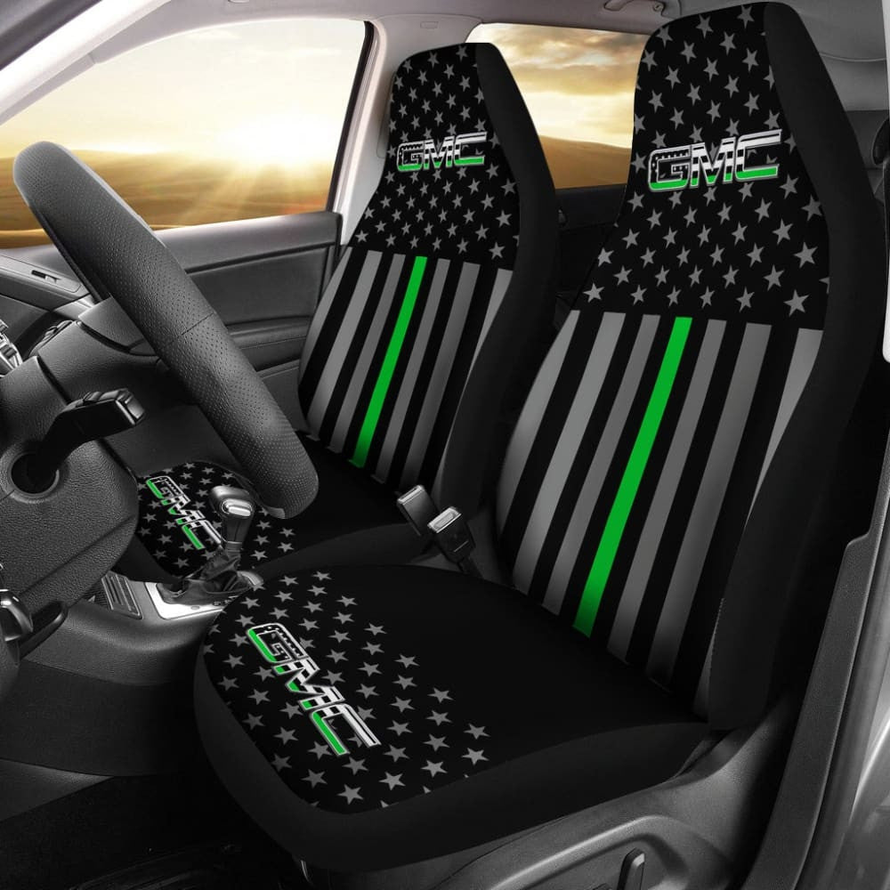 American Flag Car Seat Covers With Thin Green Line Mix GMC