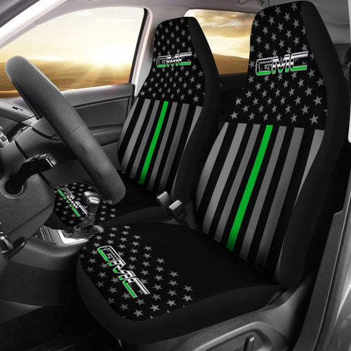 American Flag Car Seat Covers With Thin Green Line Mix GMC